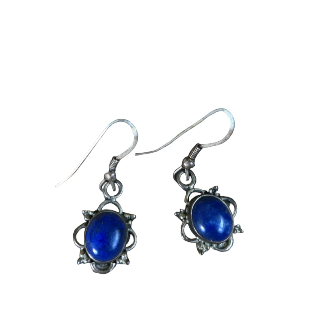 Vintage sterling silver and lapis lazuli cabachaun earrings